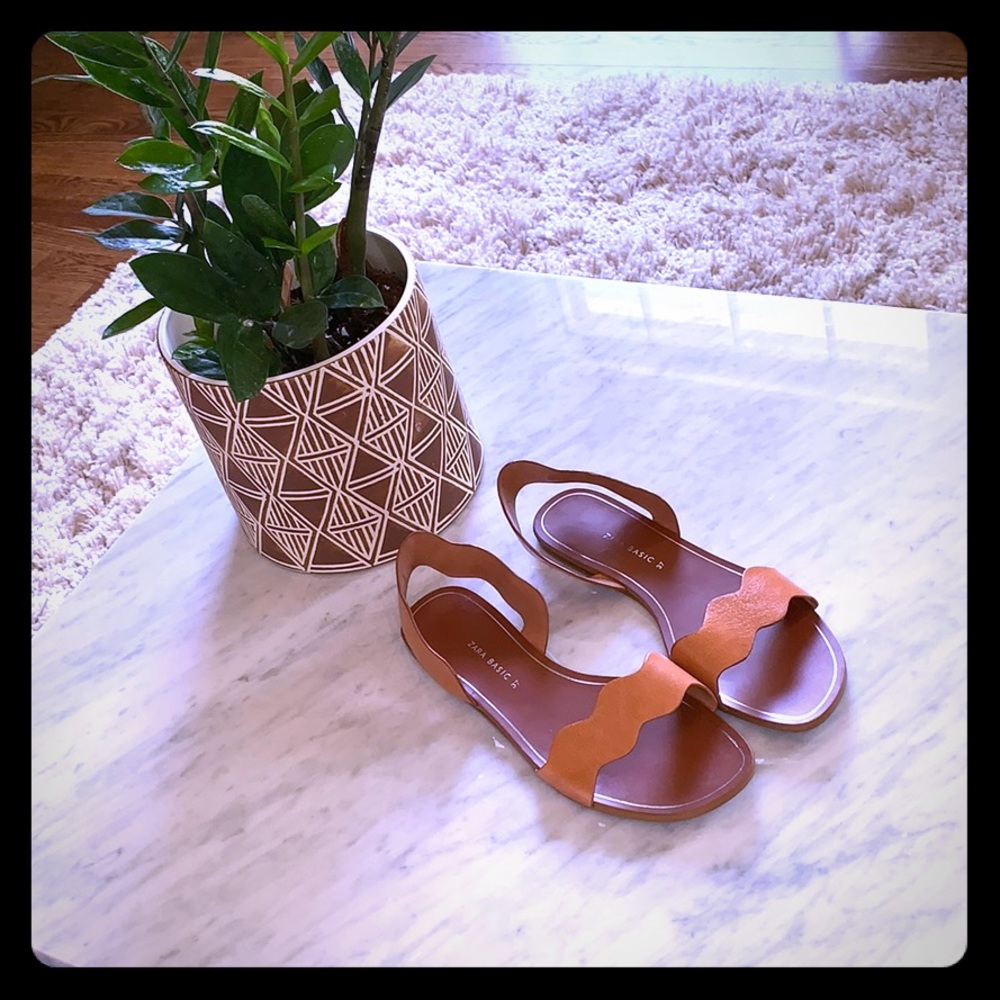 Zara Basic Flat Sandal - Brown